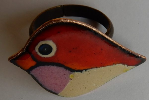 Anel em cobre esmaltado (vermelho)
