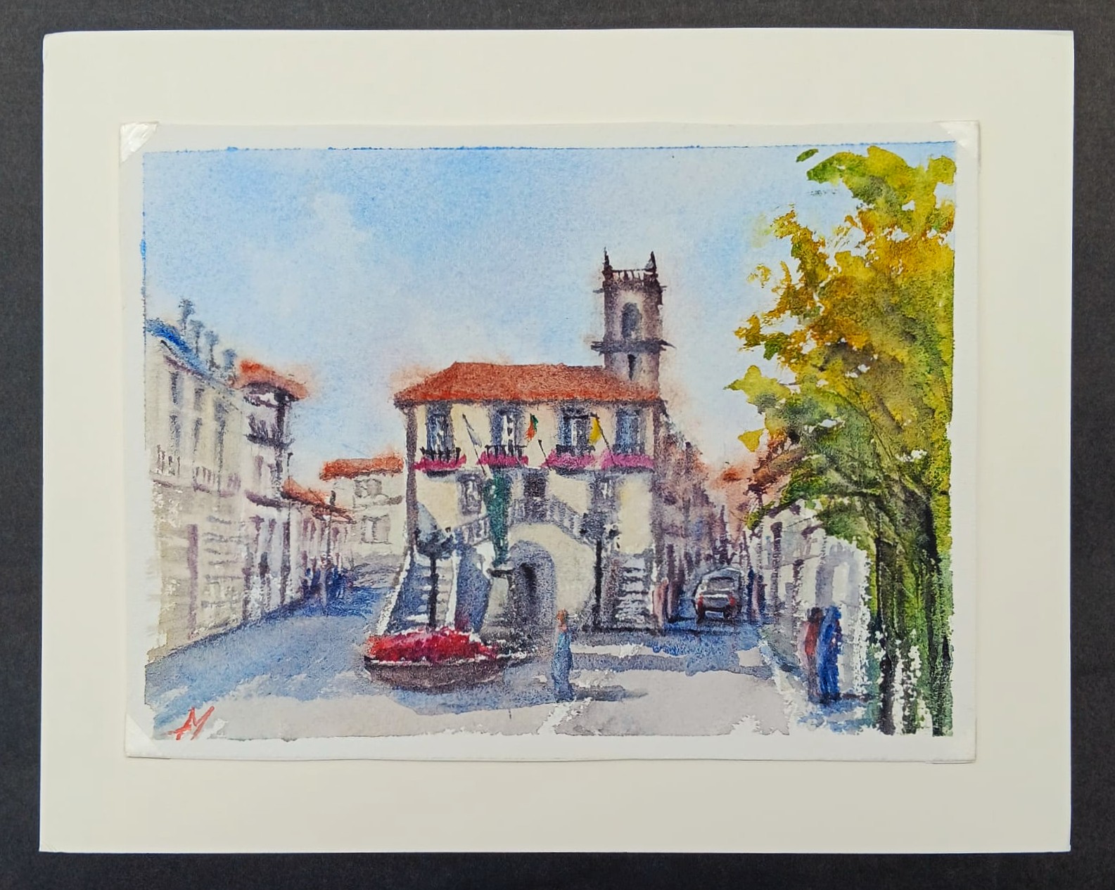 Aguarela original da cidade de Ponta Delgada